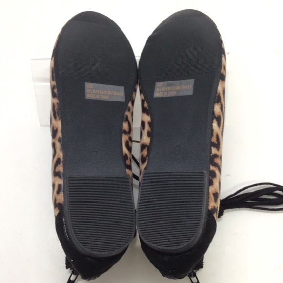 Qupid Faux Suede Animal Print Lace Up Ballet Flats - Picture 8 of 11